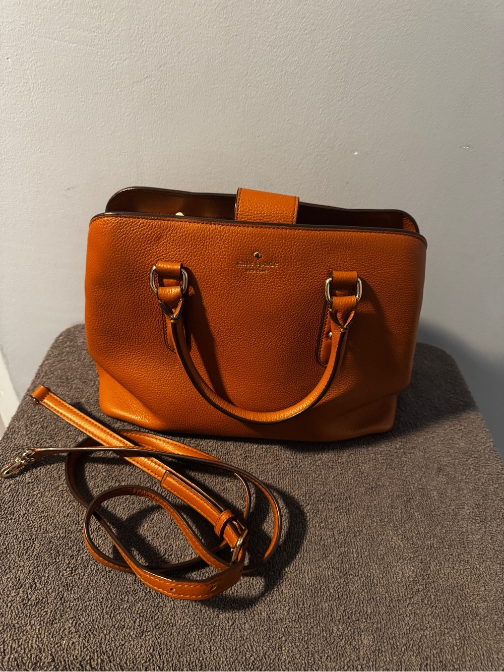 Kate Spade Carmel Leather Satchel with Detachable Strap